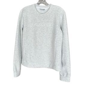 Salomon Women's Essential Grey Crew Neck Pullover Sweatshirt - Large Spellout